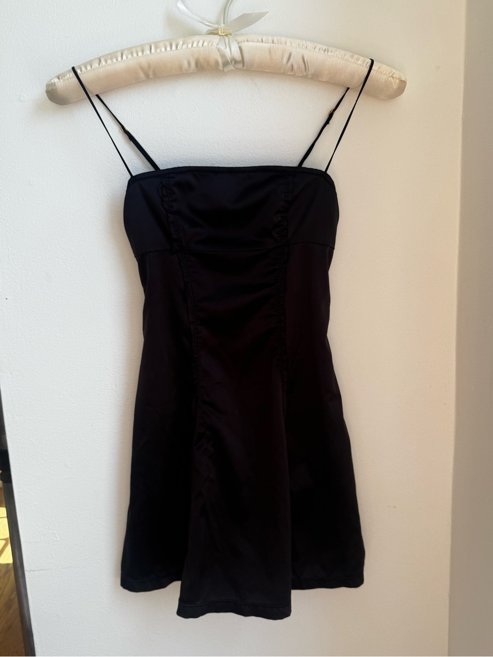 Urban Outfitters Black Satin Spaghetti Strap Camisole Dress